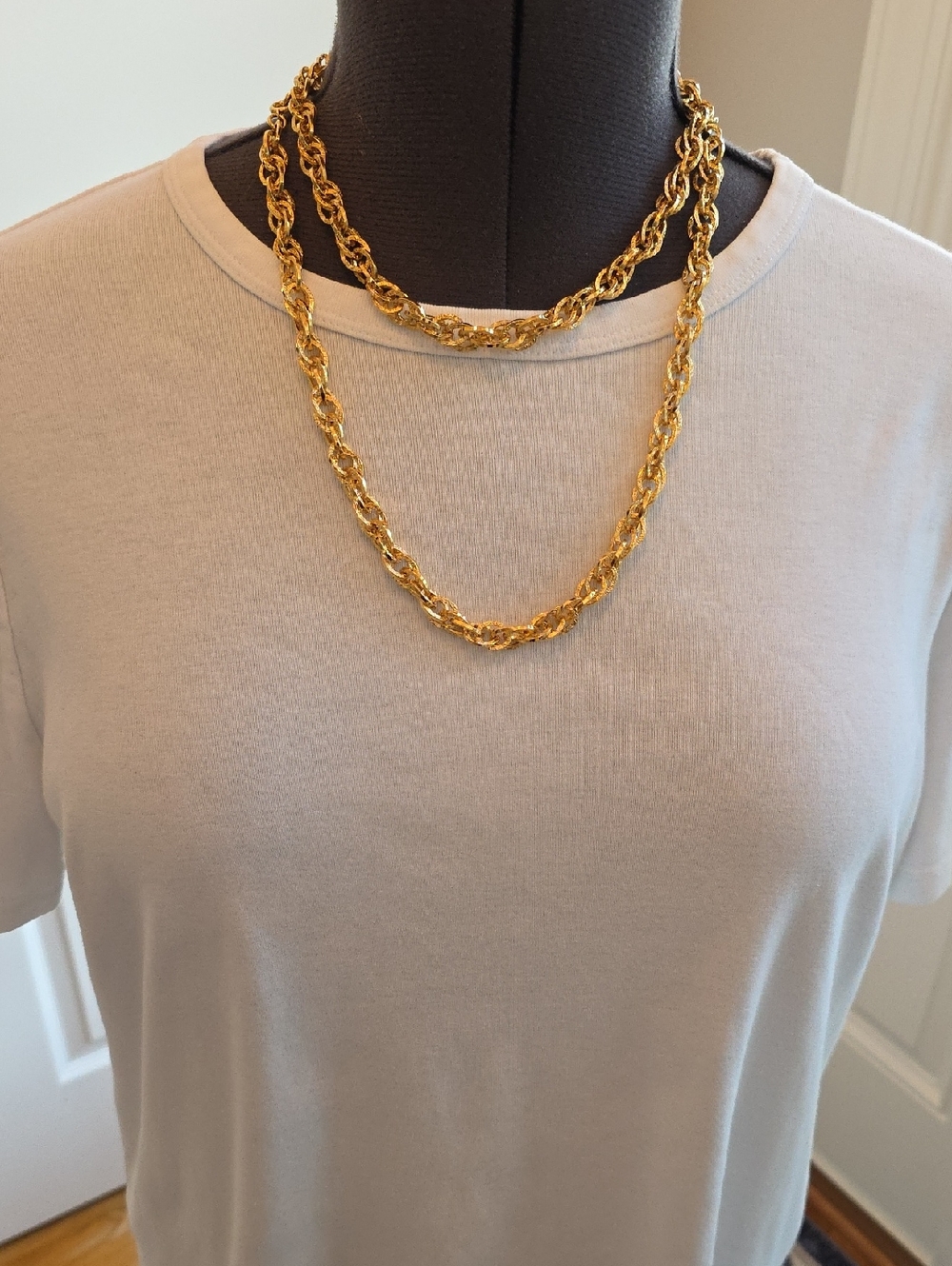 Vintage Bold Convertable Gold Tone Multi-way Chunky Chain Necklace